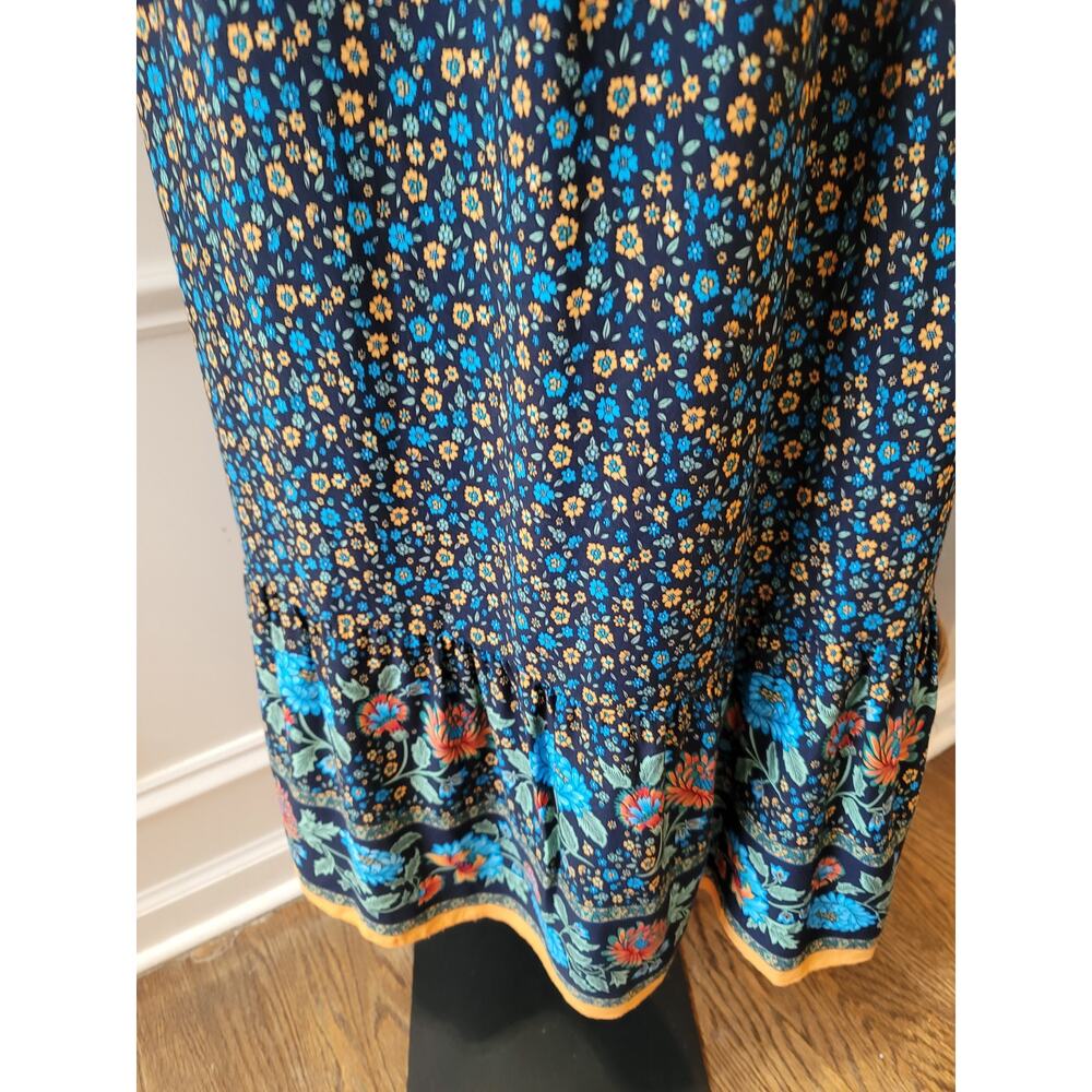 Angashion Maxi Dress Women's Medium Multi Cotton Floral Ruffled Hem Spaghetti - Picture 5 of 14
